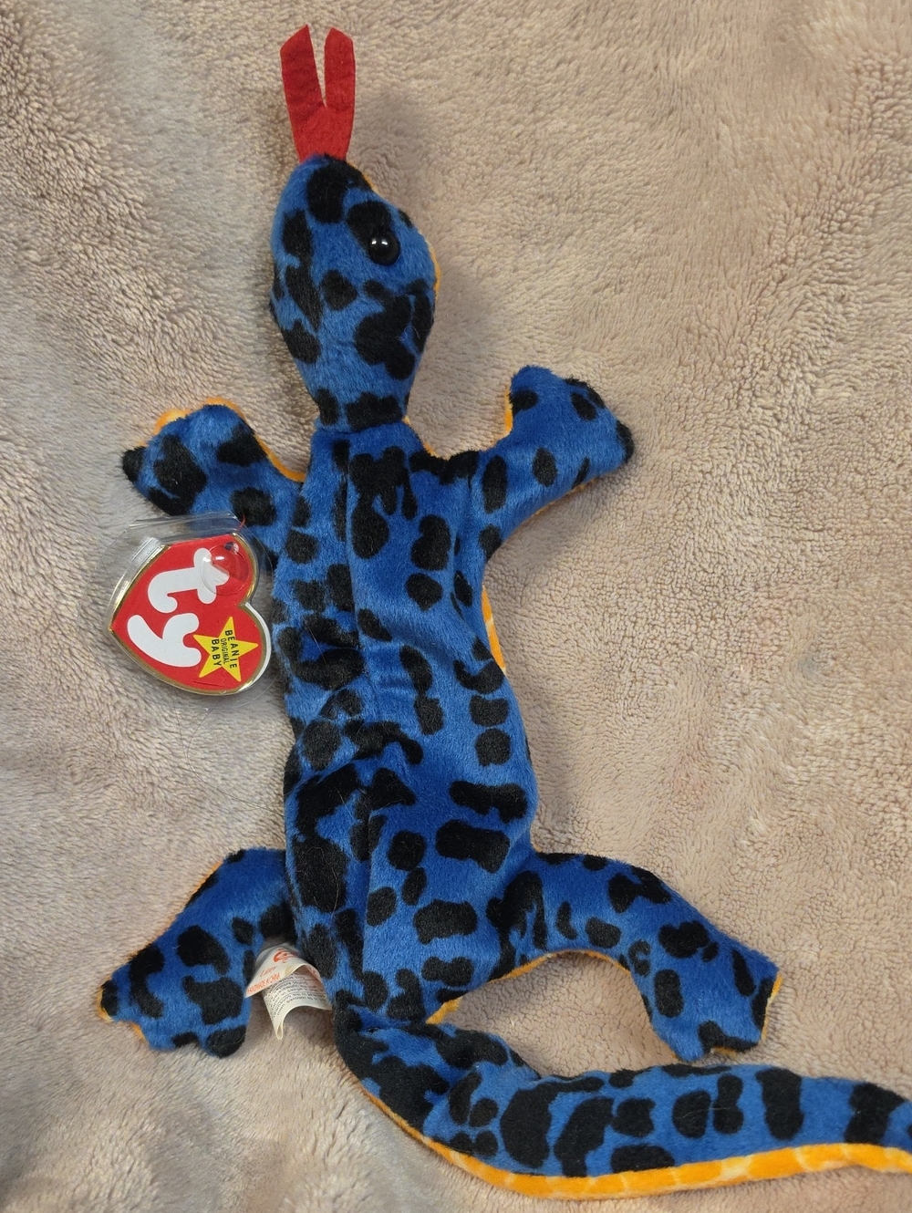 Ty Blue & Black Leopard-Print Plush Lizard with Orange Trim